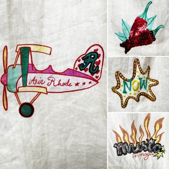 RHODE Sophie Linen Midi Dress Musical Print NWT Size 12 - Picture 10 of 16